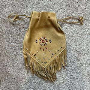 Native American Genuine Leather Hand-Beaded Handbag